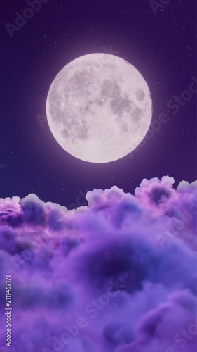 Fantasy Moonlit Purple Cloudscape Seamless Loop Video