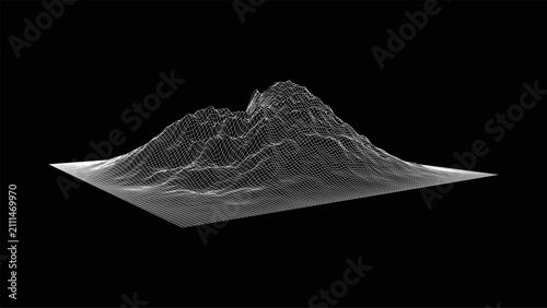 Abstract Wireframe Wave Background – Editable EPS Vector Mesh Landscape Technology Design landscapes, digital terrain, particle grids, and futuristic line structures. UI design, posters, banners.