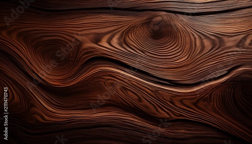 Dark Wood Texture Background Featuring Natural Wavy Grain Patterns With Deep Brown Knots In A Horizontal High Resolution Surface Composition