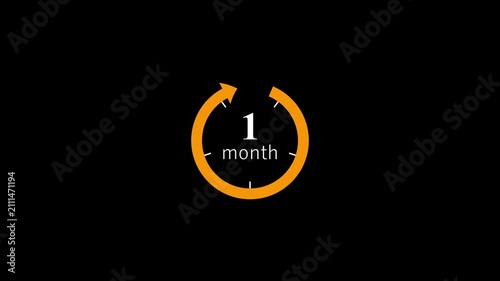 One month countdown timer yellow neon sign circle animation black background