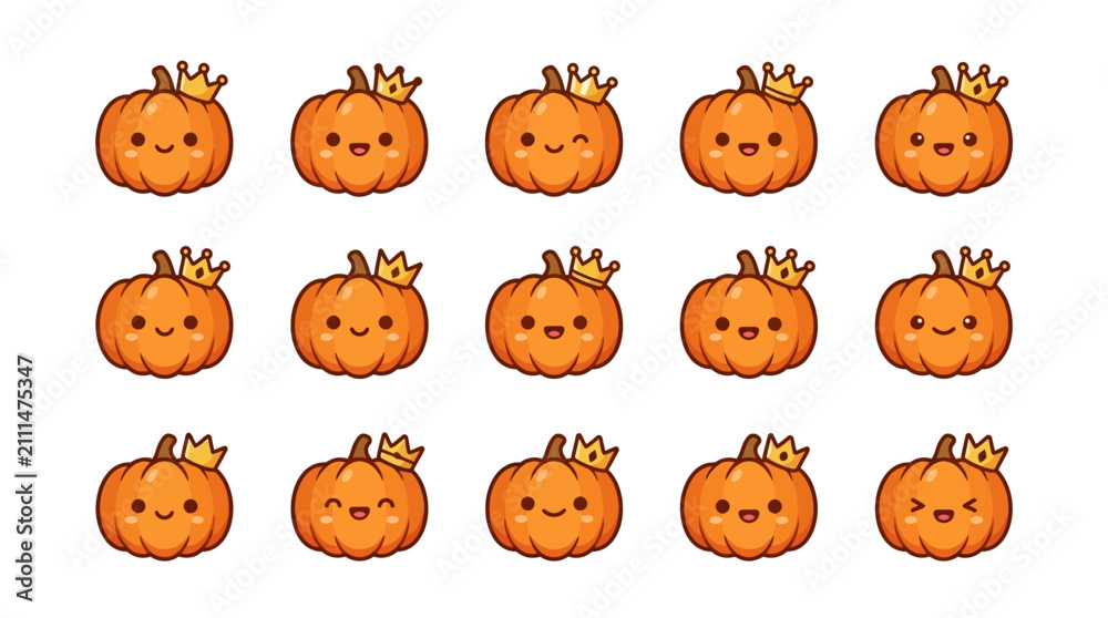 Obraz premium Royal pumpkin prince and princess character collection.