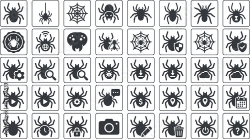 Foto Comprehensive spider icon sat collection featuring various arachnid designs pres