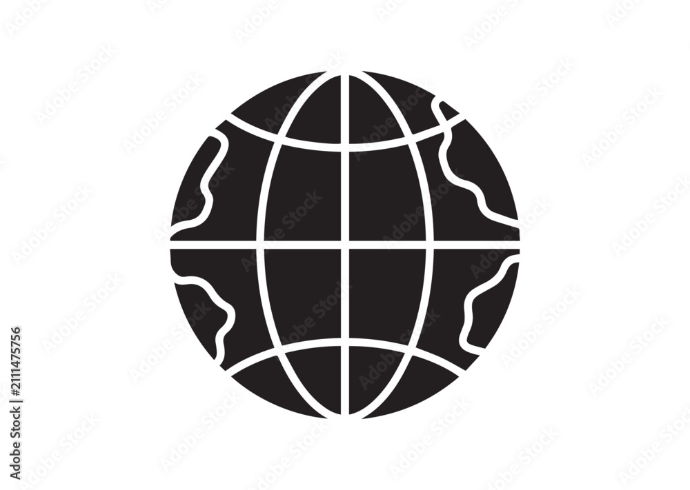 Obraz premium Globe Icon, Editable Solid Vector Illustration