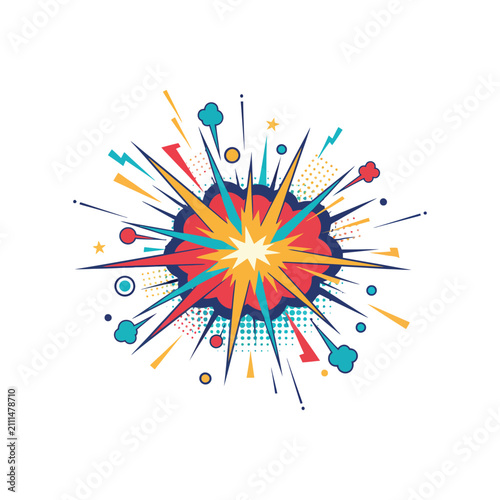 Abstract comic book impact explosion graphic element with explosion, creative