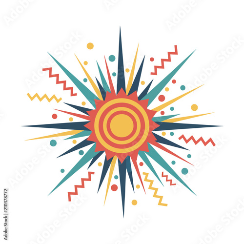 Abstract sunburst comic style graphic design element with sunburst, explosion
