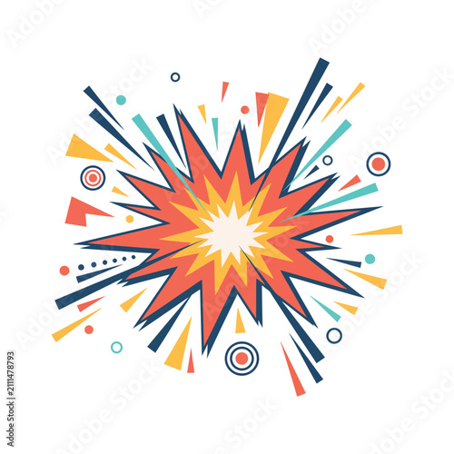 Comic book style cartoon explosion graphic element with explosion, isolated