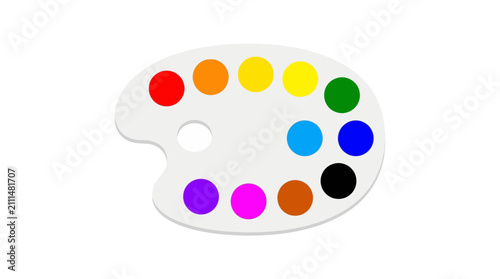 Artist paint palette icon with rainbow colors.