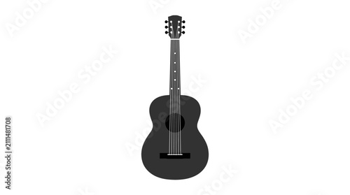 Acoustic guitar silhouette icon isolated on white