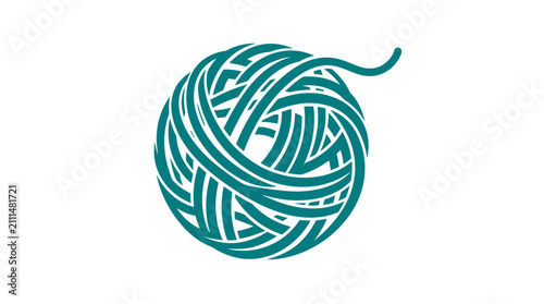 Ball of teal yarn for knitting.