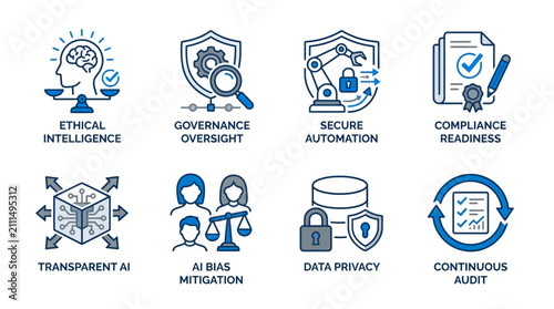 фотографія Set of Icons Representing Business Concepts and Technology.