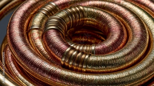Shiny Flexible Metallic Coils Abstract Texture