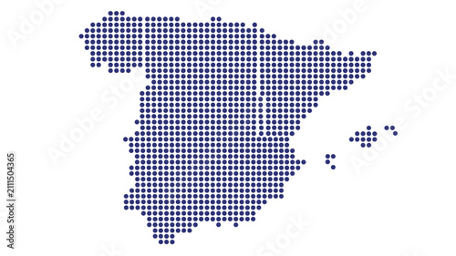 Canvastavla Spain map dotted vector illustration, blue halftone dot pattern country silhouet