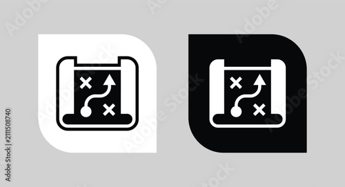 Strategic planning map icon for business concepts with strategy planning business direction navigation checkpoints progress