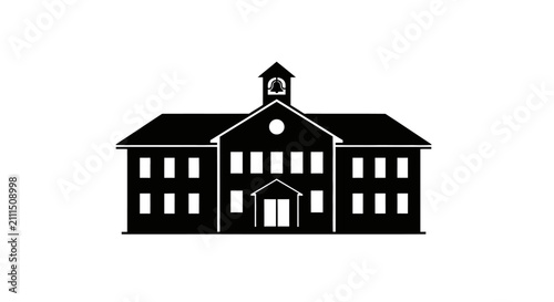 School building silhouette on a white background simple graphic design