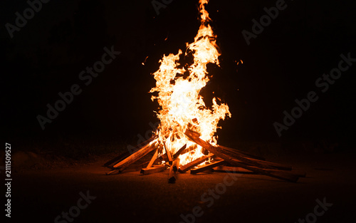 A bonfire in the dark