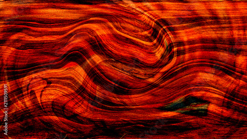 Fotografía Abstract fiery red and orange wood grain texture liquid swirl pattern background
