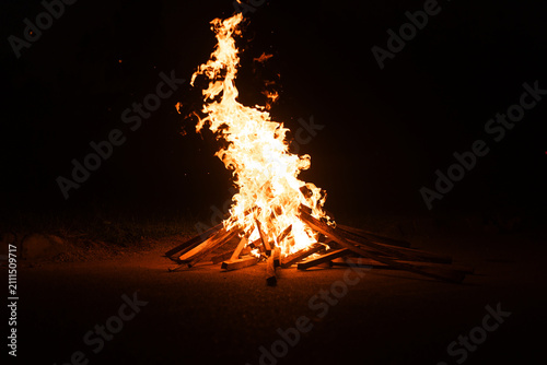 A bonfire in the dark