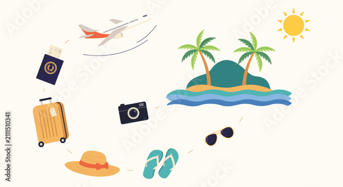 Photography Travel and vacation concept with summer holiday items