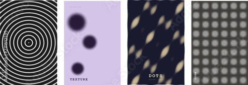 Modern Halftone Editorial Poster Set with Optical Dot Gradient and Abstract Geometric Textures