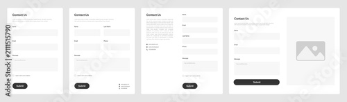 Bild auf Leinwand Website Contact Us Form Wireframe Vector templates, Modern Online Inquiry form o