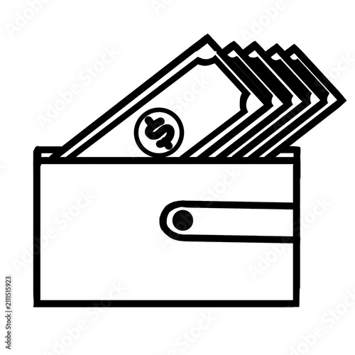 Money wallet dollar cash line art icon