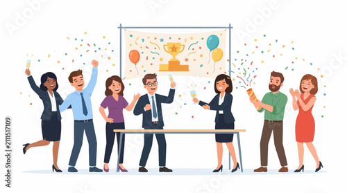 group of business people working together celebrating 
