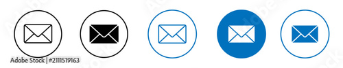 Mail icon set featuring email, envelope and messaging symbols for modern user interface, vector illustration