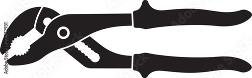 Fényképezés Black and white silhouette of adjustable tongue and groove water pump pliers, is