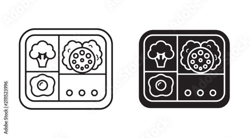 Minimal Lunch Box Line Icon – Meal Container Vector