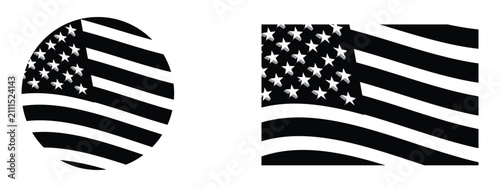 american flag vector.usa black and white stars and stripes symbol icon illustration.