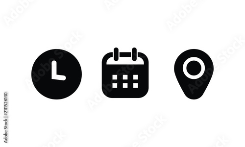 Принти на полотні date icon vector, time, location address icon, clock icon vector