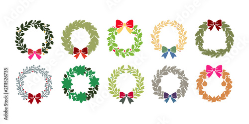 Festive Christmas Wreath and Bow Silhouette Collection