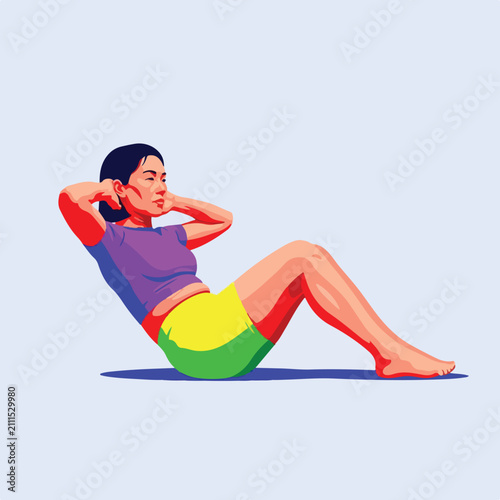 Active woman performing sit-ups on a mat for a toned physique