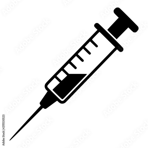 Bild auf Leinwand Injection Syringe Icon with Medical Needle and Dosage Scale for Vaccination and