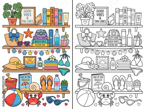 Summer Vibes Shelf Decor Illustration