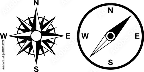 Photos Compass rose and navigation compass icons set