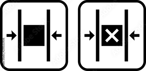 Obraz na płótnie Packaging handling icons, do not use clamp or pressure, vector symbols