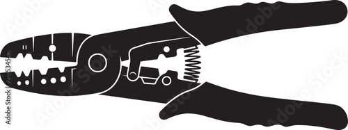 Foto Black and white silhouette of wire stripper and crimping pliers, featuring a spr