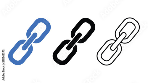 Schilderij op canvas Linked chain segments vector illustration in blue black and outline styles