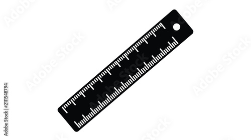 Принти на полотні Black ruler silhouette on a white background measurement tool illustration