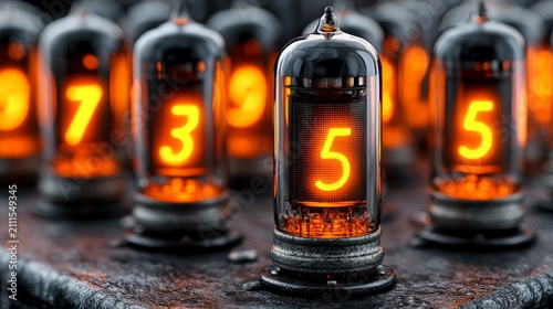 Nixie Tubes Displaying Glowing Numbers Technology