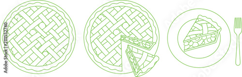 Foto Homemade Berry Pie with Lattice Crust Line Art Vector Set