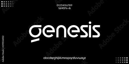 Foto Rounded tech font featuring the word genesis.