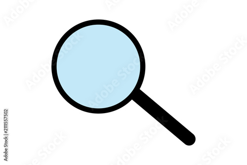 Bild auf Leinwand Simple magnifying glass icon with a light blue lens for search and discovery int