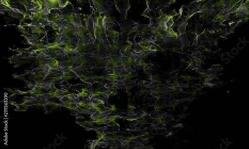Grunge halftone overlay background with smoke or fire motion texture. Acid green color y2k aesthetics. Vector backdrop design template and creative projects