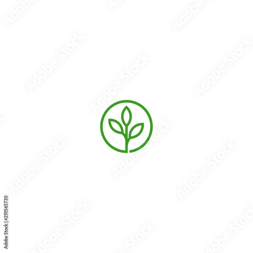 фотографія Green leaf plant icon encased in circular border design with environment botanic