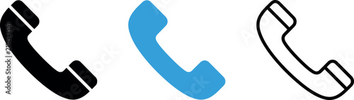 Fotografía Telephone handset icons in black blue and outline for communication concepts