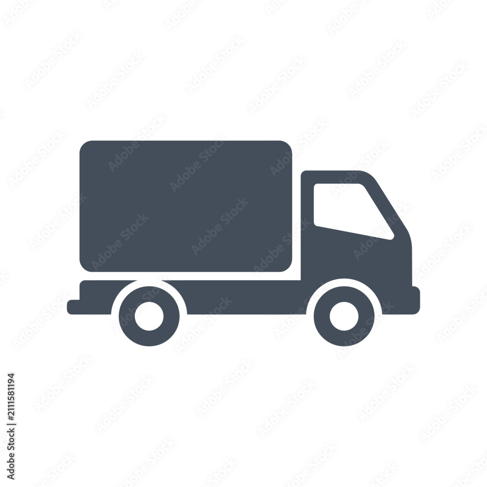 Fototapeta premium Delivery truck freight cargo transportation logistics vehicle silhouette icon. EPS Editable. Vector Illustrations.