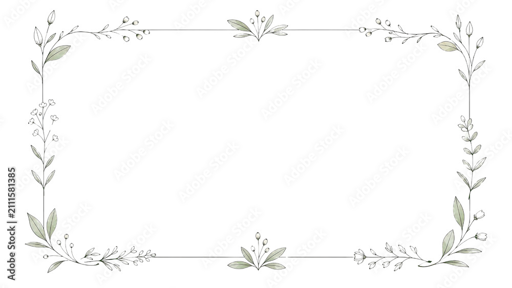 Fototapeta premium Floral Botanical Frame Border on Transparent Background