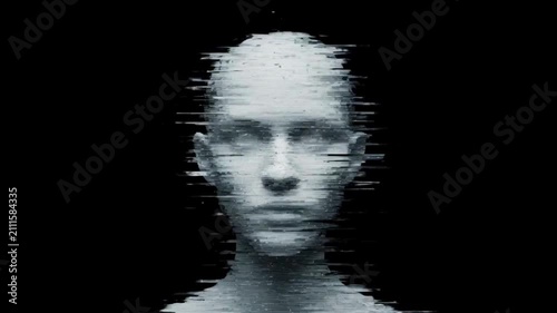 glitch mimicking human head